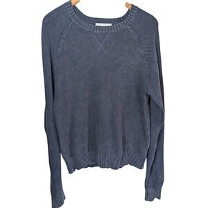 Thomas Sterling Waffle Knit Sweater Mens M Slate Blue Cotton Coastal Preppy